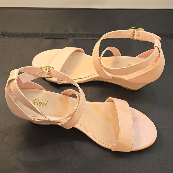 FIONI WOMEN'S CASUAL CRISS-CROSS ANKLE STRAP LOW WEDGE SANDALS G1 - Picture 7 of 15